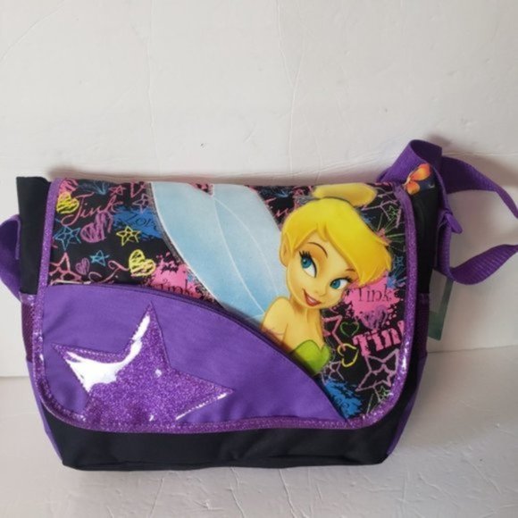 Black & Purple Crossbody Shoulder Bag Mail Pouch Tinker Bell Bag NWT - Picture 3 of 6